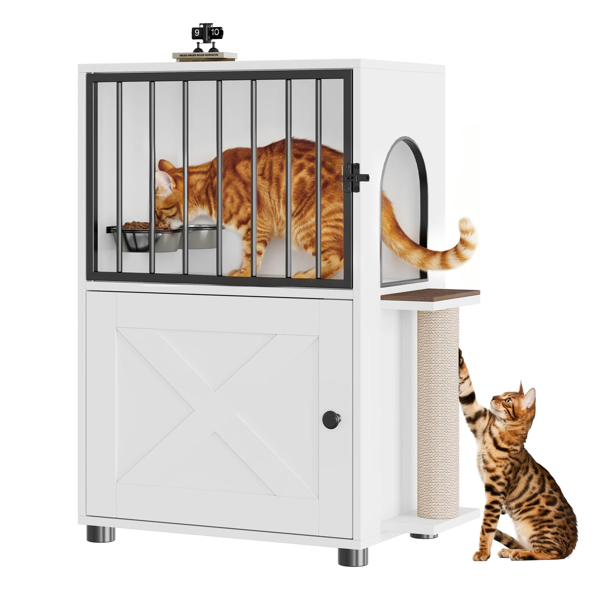 VKTO cat feeding station with dog-proof door—keeps meals secure while you interact.