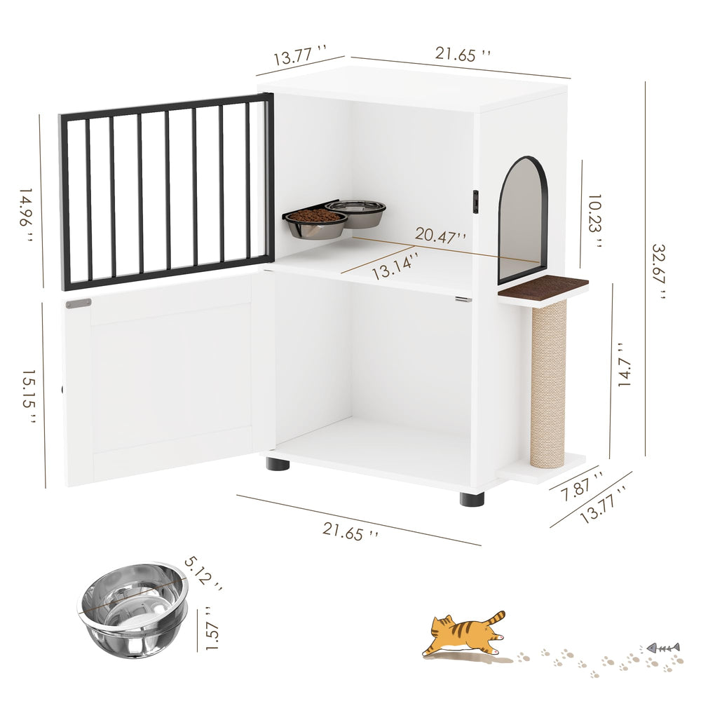 VKTO scratching post integrated with the cat feeding station for healthy claws and play.