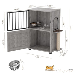 VKTO Cat Feeding Station features a built-in scratching post for cats.