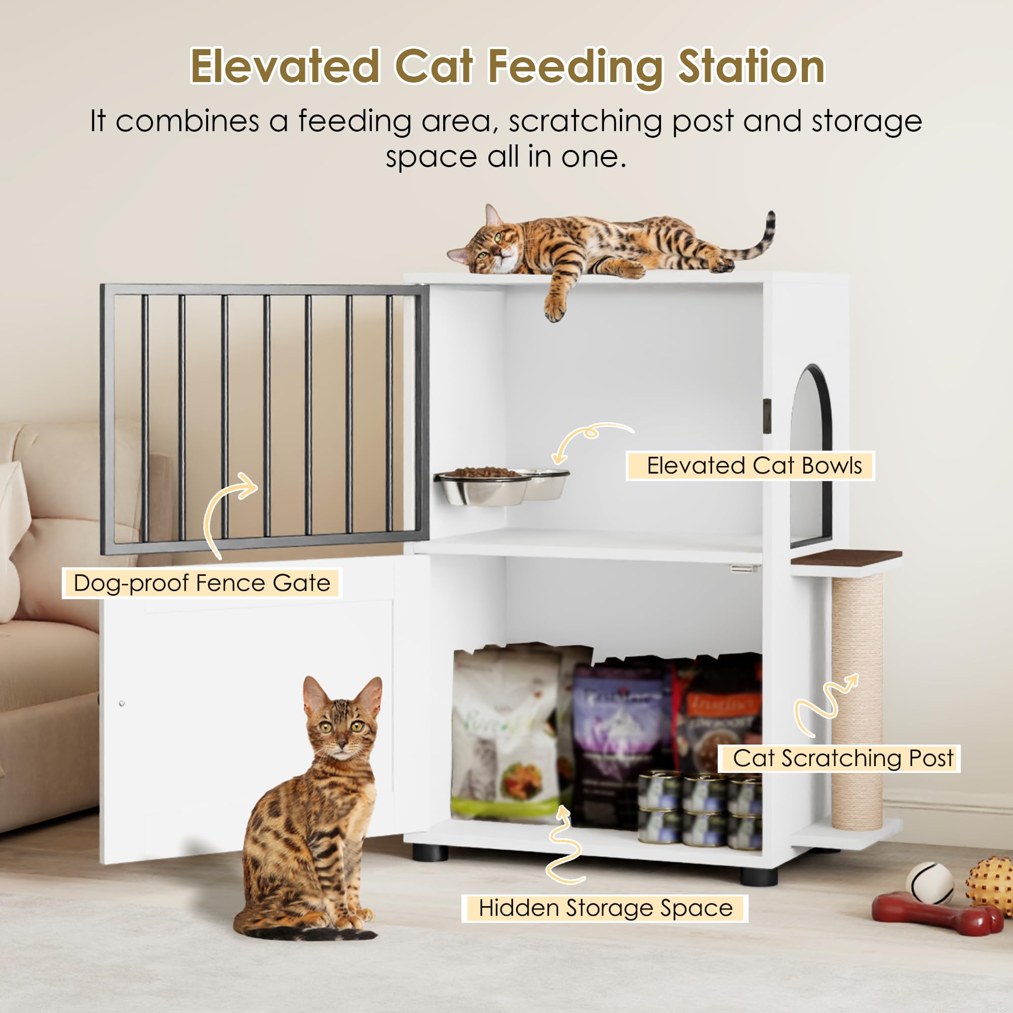 VKTO storage cabinet for cat food—neatly hides treats and essentials in small spaces.