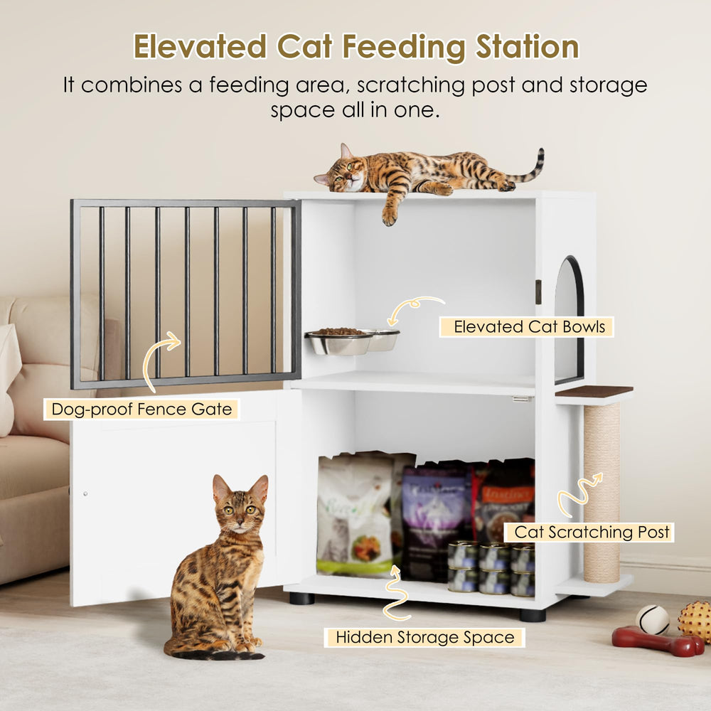 VKTO storage cabinet for cat food—neatly hides treats and essentials in small spaces.