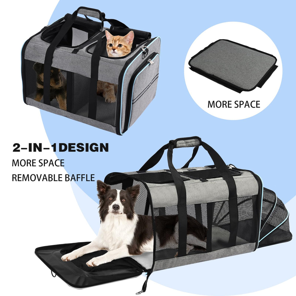 VKYSTAR expandable-space pet carrier extended interior for pets