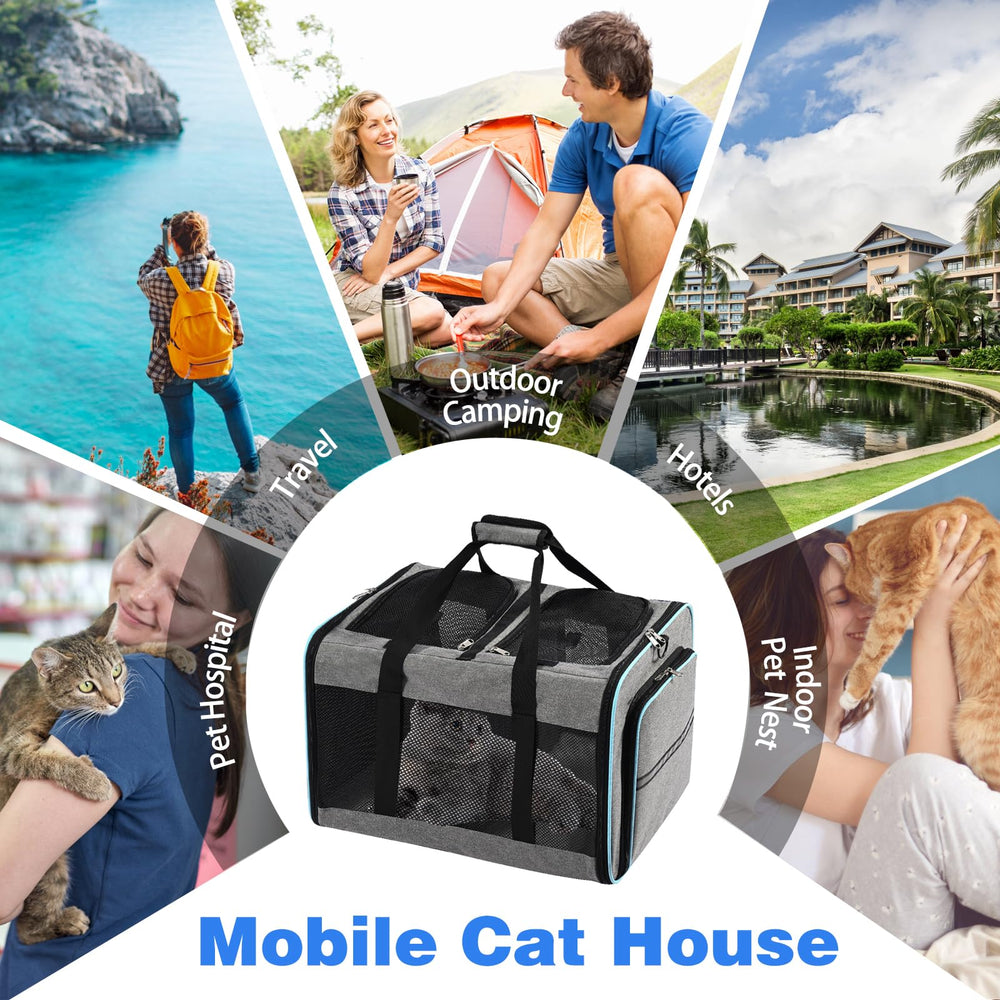 VKYSTAR travel-ready blue pet carrier designed for journeys and security