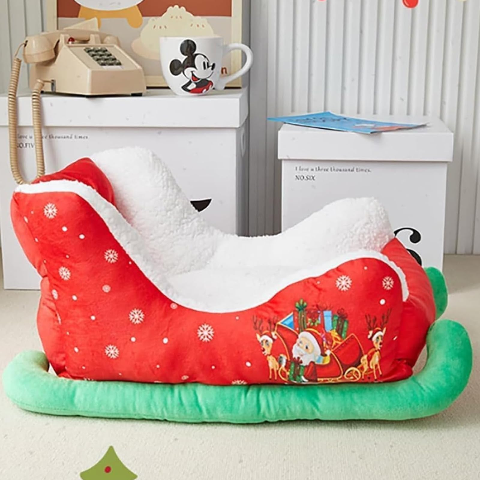Vlmiuk Christmas Sleigh Bed washable cover for easy cleaning