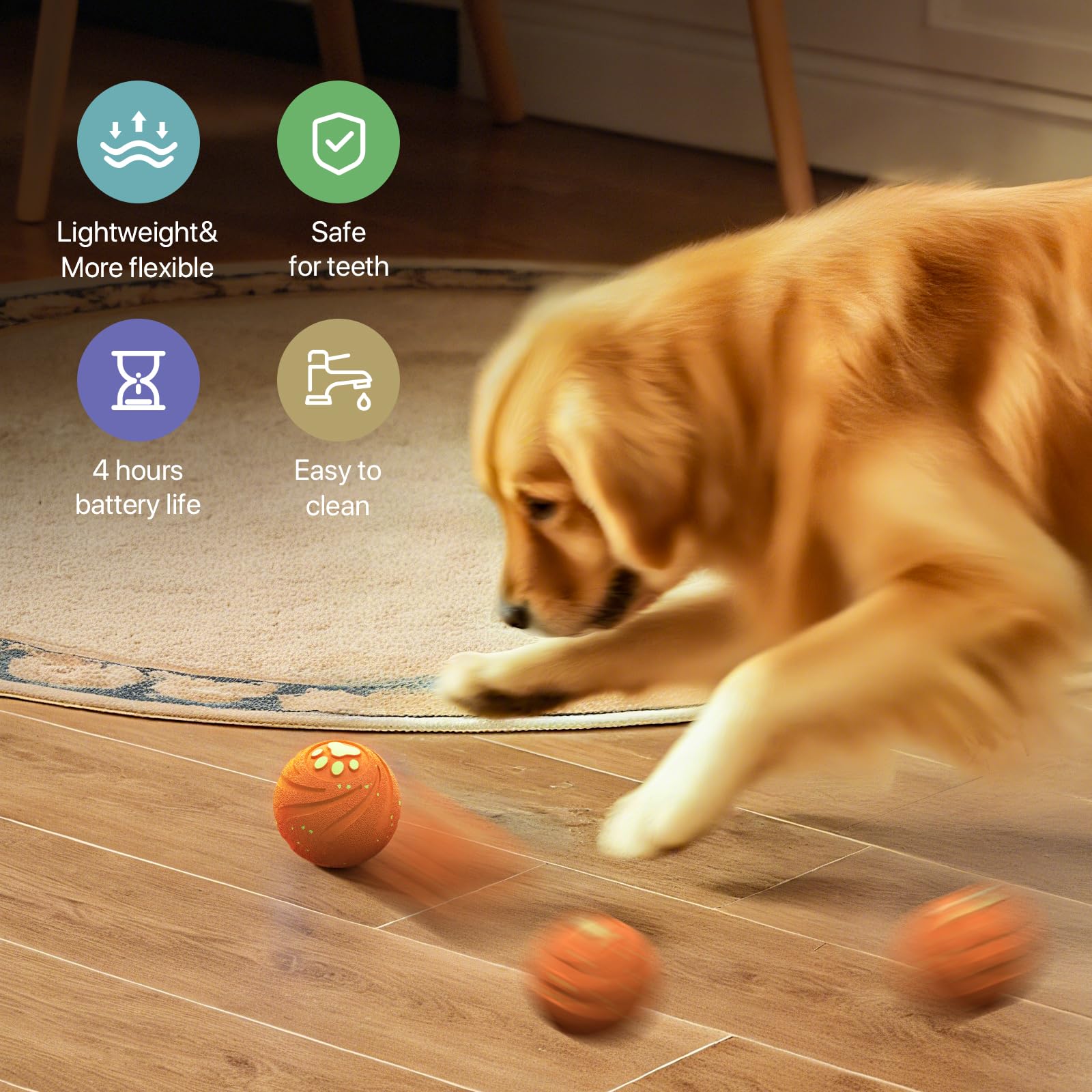 VNAKIO interactive dog ball in action promoting active play and curiosity.