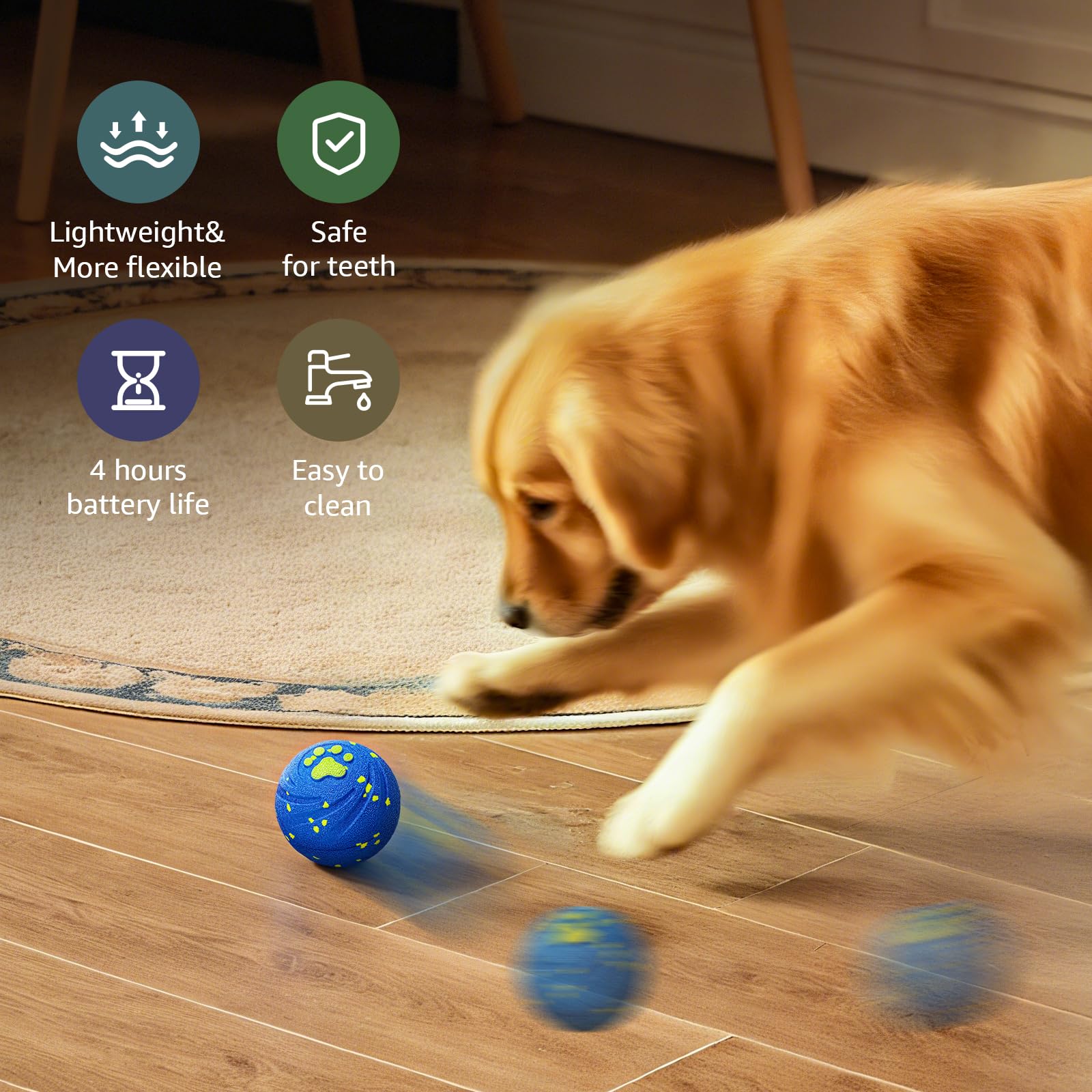 VNAKIO interactive dog ball rolling action promotes continuous movement and active play