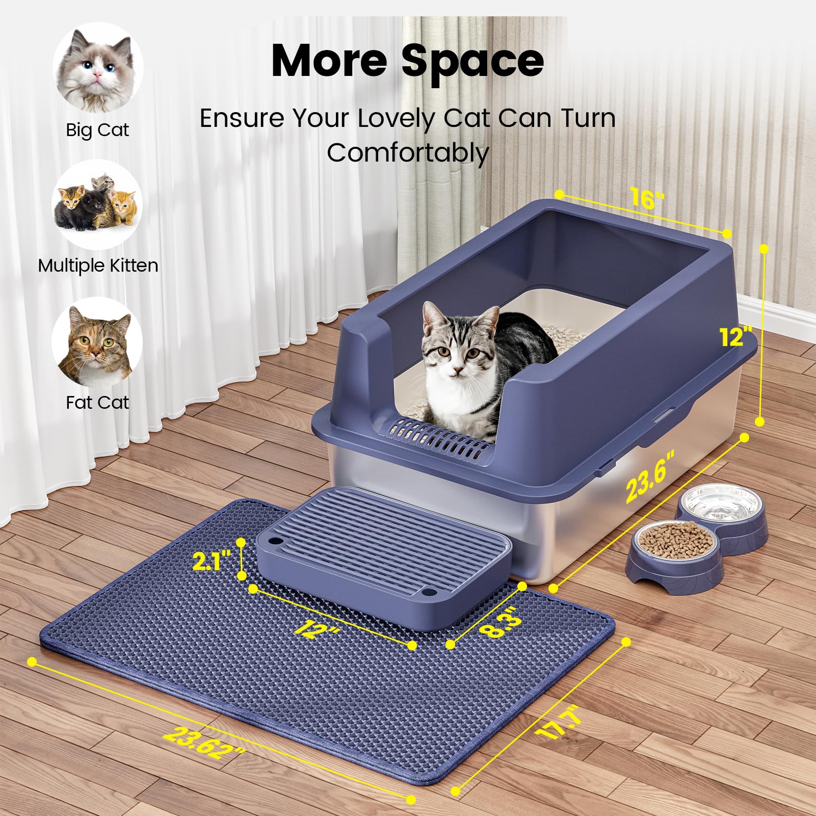 VNAKIO cat bowl and spoon included for convenient setup.