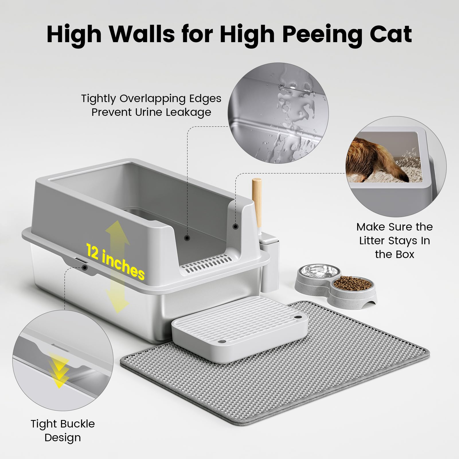 VNAKIO built-in cat bowl and scoop image for convenient maintenance.