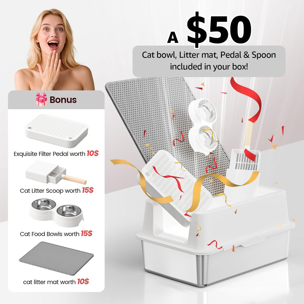 VNAKIO high-sided stainless steel litter box offers extra room for large cats.