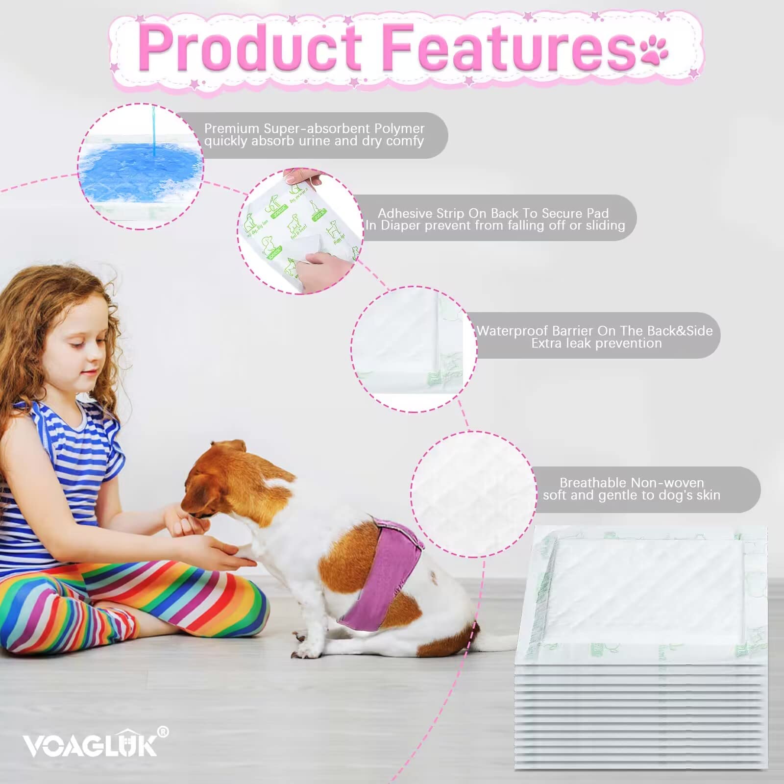 VoagLuk booster pads illustrate leak-proof edges during wear.