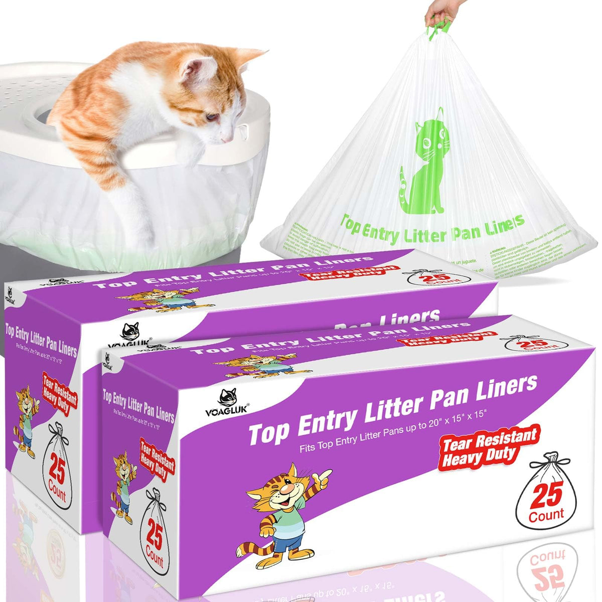 VoagLuk top-entry litter box liner in use offers secure fit and leak protection.