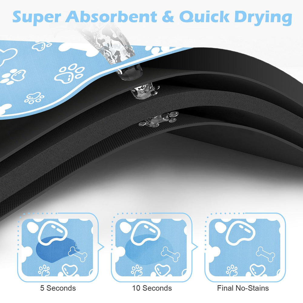 Voanos mat demonstrates absorbent, quick-dry properties to protect floors.