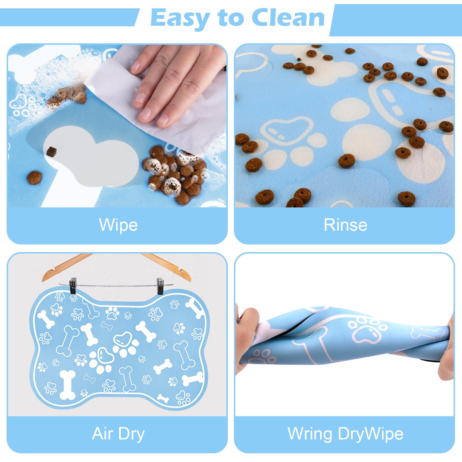 Voanos dog cat mat easy to clean with a quick wipe or rinse.