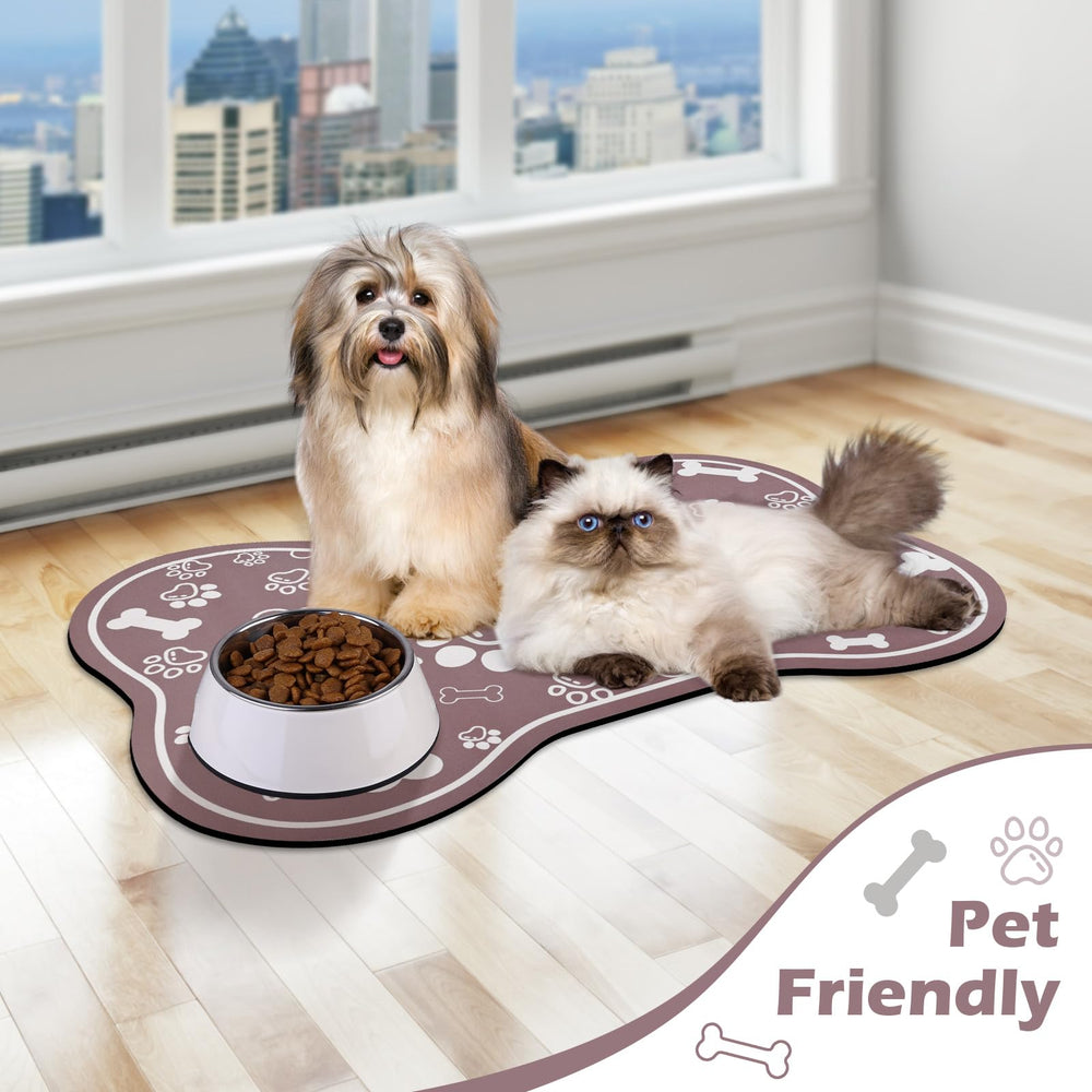 Voanos non-slip mat maintains neat feeding area indoors and protects floors.