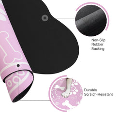 Voanos dog cat mat with rubber backing prevents slipping during meals.
