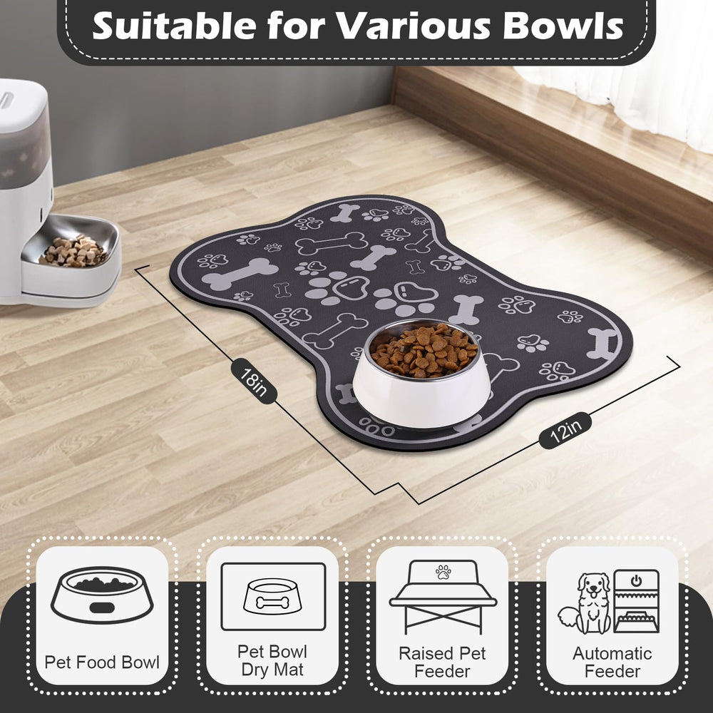Voanos paw and bone pattern mat adds cute style to feeding area