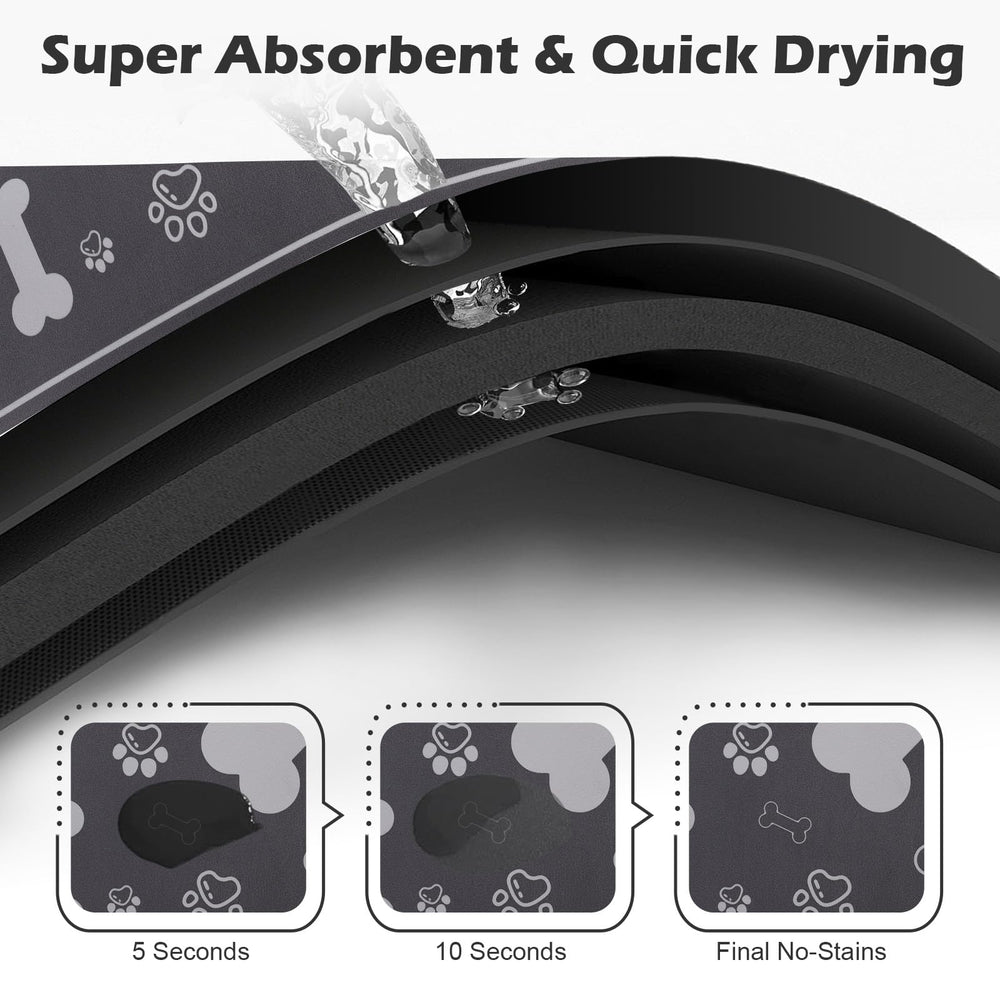 Voanos pet feeding mat front view showing bowl layout and stability
