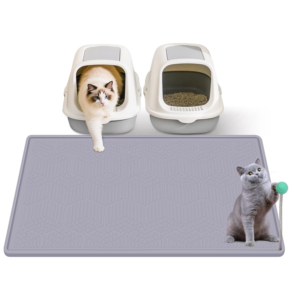 Vokolesd cat litter mat gray 38x25 area coverage traps litter and protects floors.