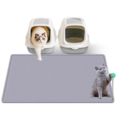 Vokolesd cat litter mat gray 38x25 area coverage traps litter and protects floors.