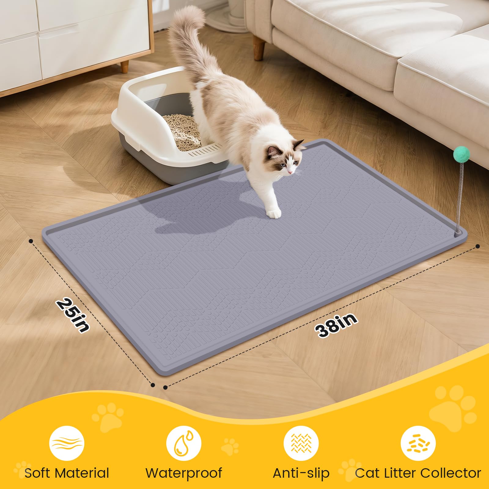Vokolesd cat litter mat waterproof layer protects floors from spills and accidents.