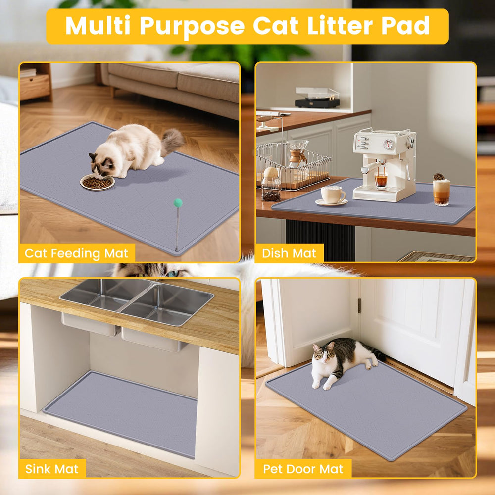 Vokolesd large 38x25 mat in-use demonstrates floor protection around the litter area.