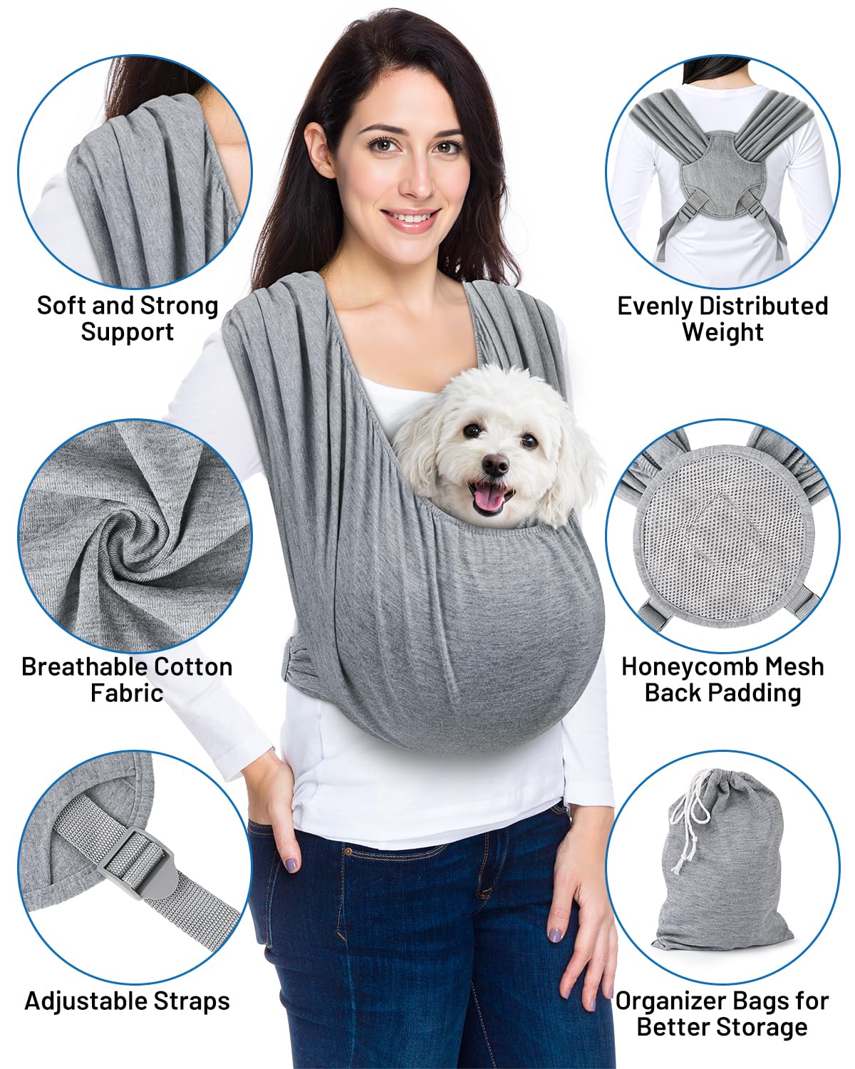 Vokvaktak dog sling soft cotton fabric close-up emphasizes breathable comfort