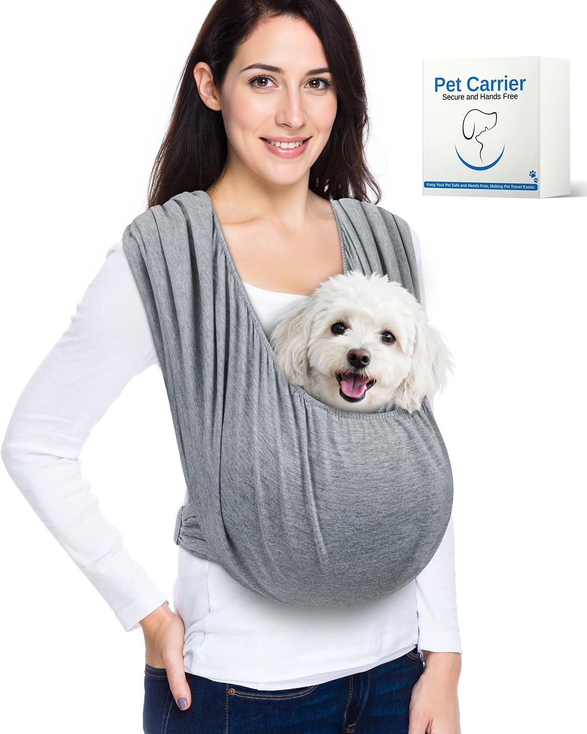 Vokvaktak dog sling front view carrier for small dogs with hands-free comfort