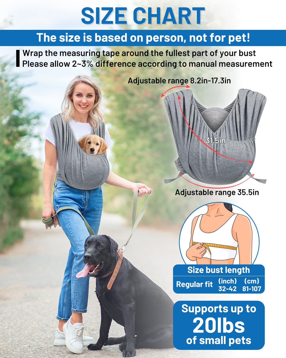 Vokvaktak dog sling weight distribution design reduces shoulder strain during walks