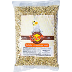 Volkman Seed Avian Science Cockatiel Sunflower 8lb bag front highlights nutritious blend for cockatiels.