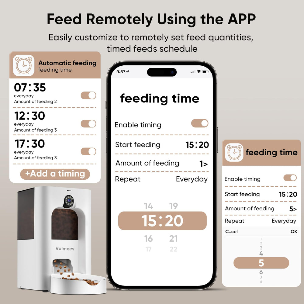 Volmees feeder with 2 way audio for talking during meals