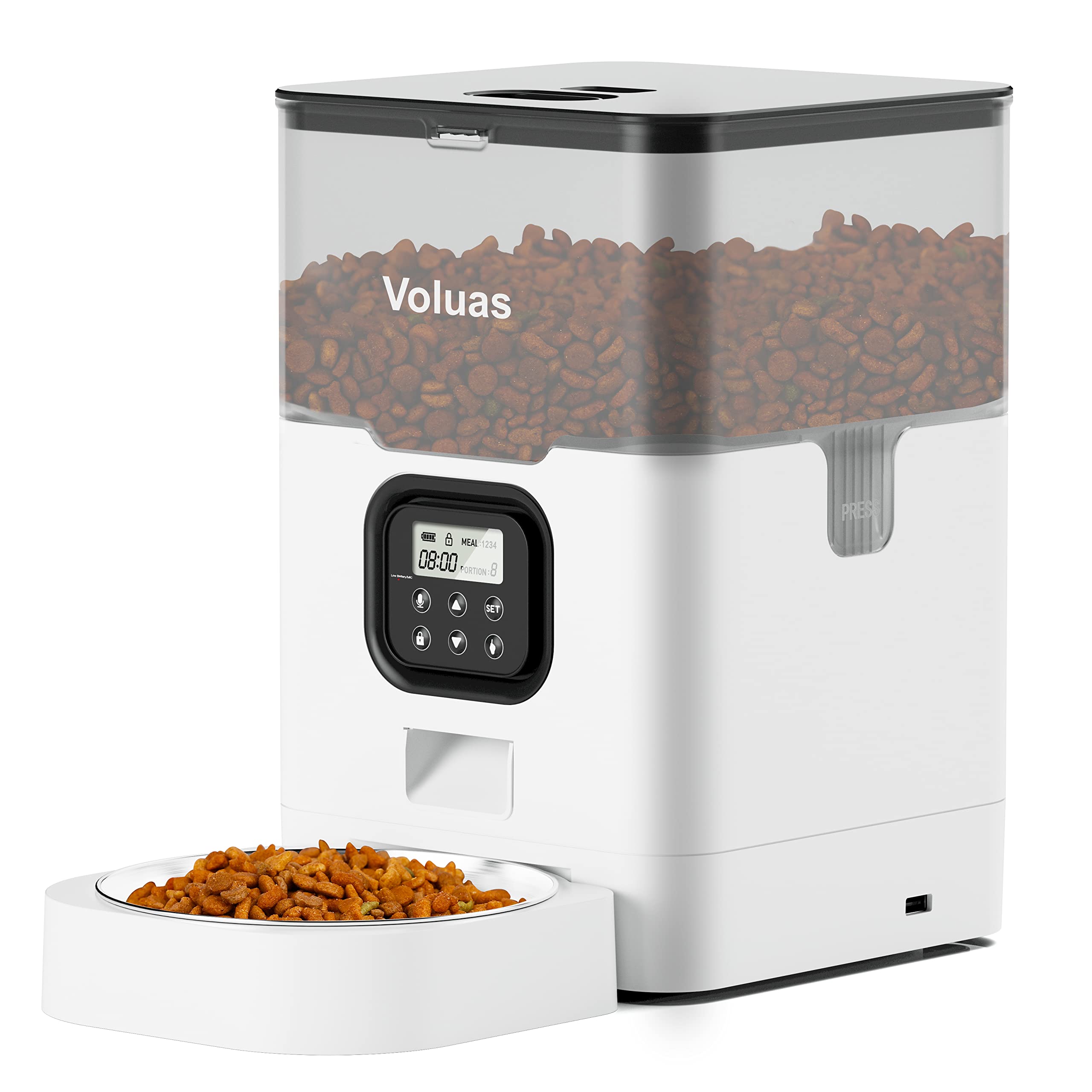 Voluas Automatic Cat Feeder front view for reliable daily feeding.