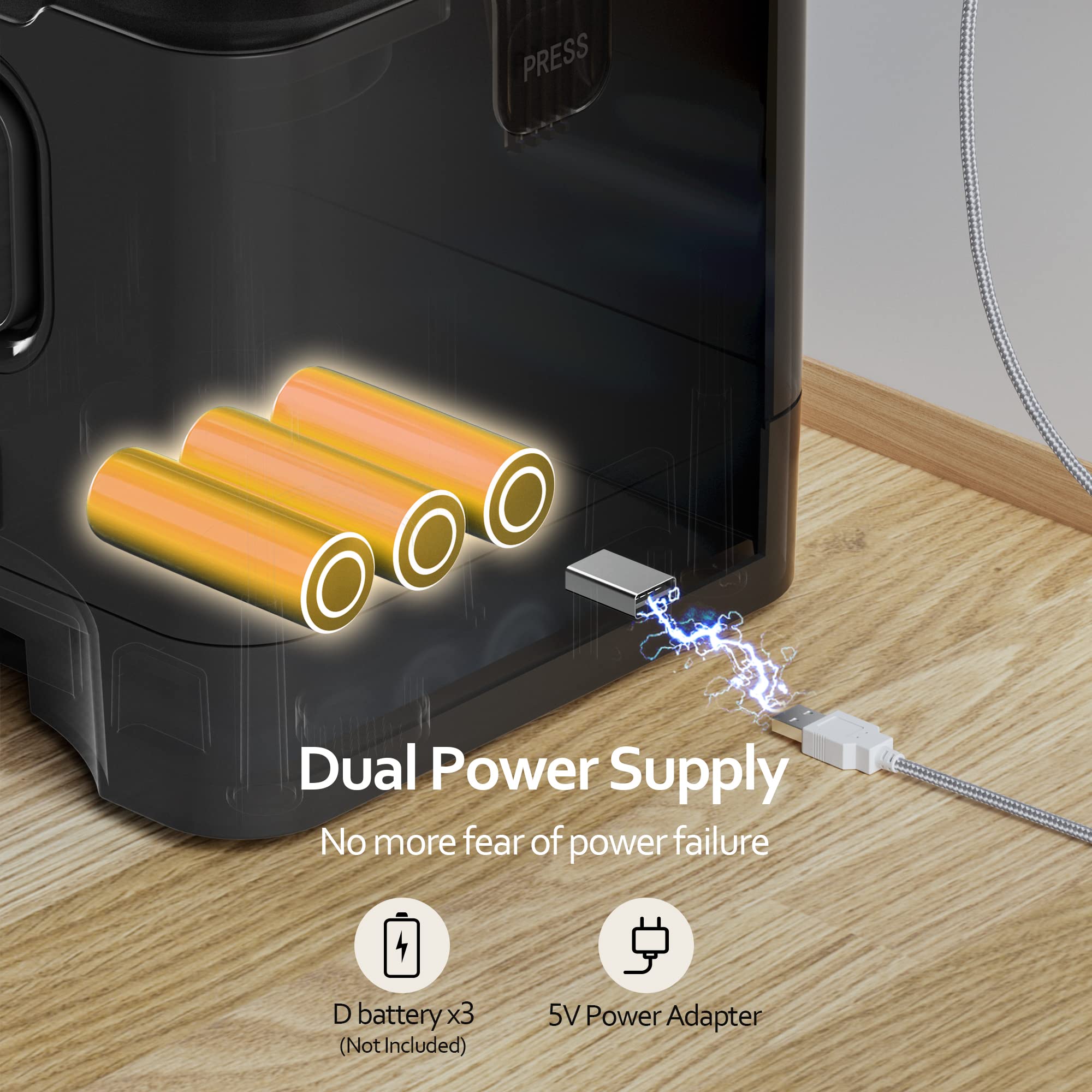 Voluas wired and battery power options support feeding during outages.