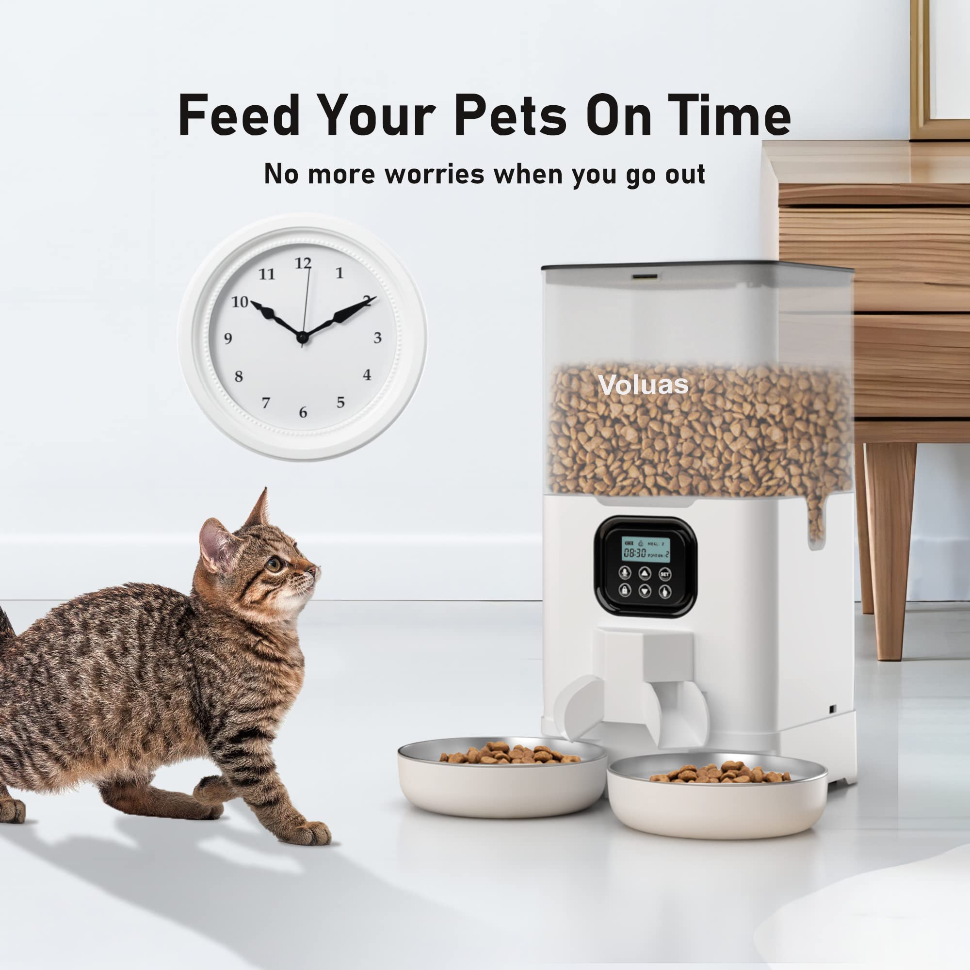 Voluas two-cats meal-divider feeder streamlines portions for two pets.