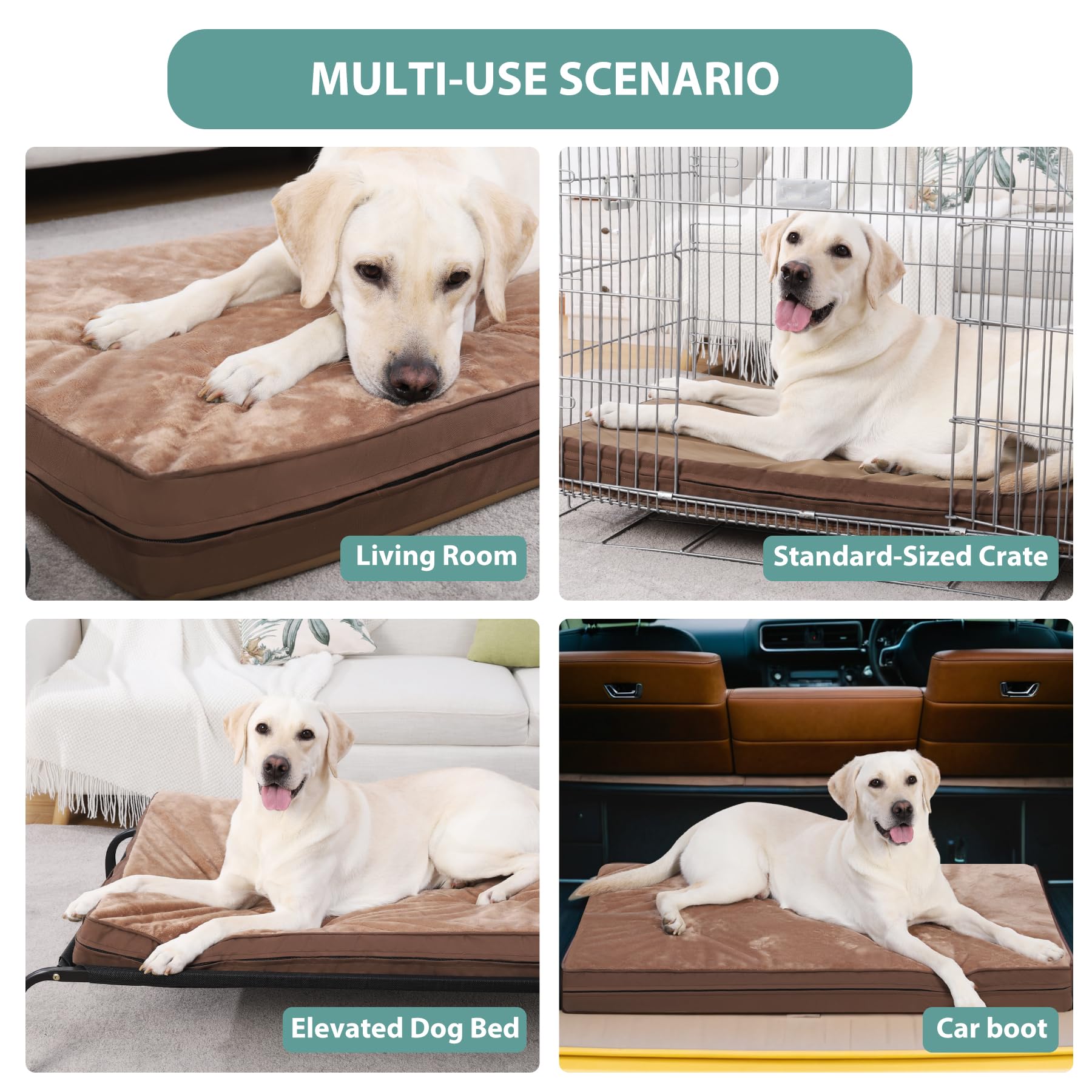 Vonabem 48-inch kennel bed fits large crates and car trips.