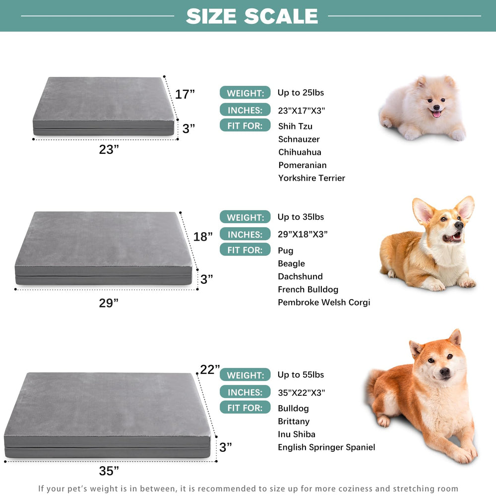 Vonabem medium bed 29x18 fits dogs up to 35 pounds.