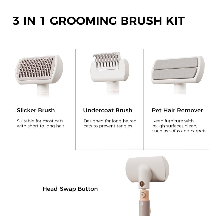 Voocoo 3-in-1 grooming heads showcase versatility for daily brushing and weekly dematting