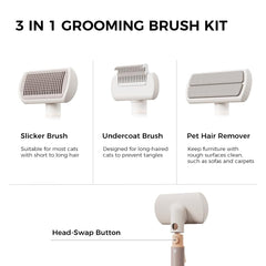 Voocoo 3-in-1 grooming heads showcase versatility for daily brushing and weekly dematting