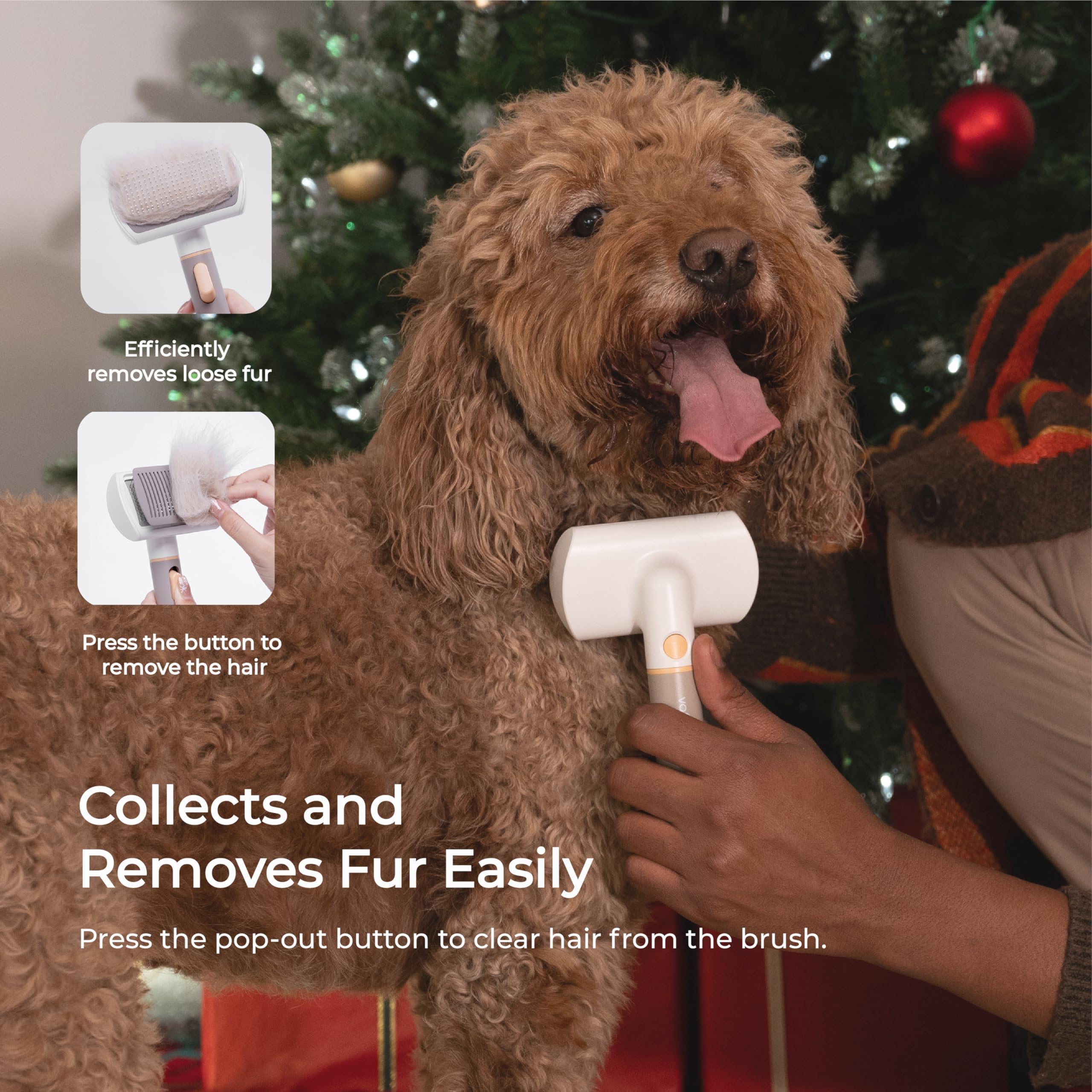 Voocoo dogs and cats fur removal in action demonstrates efficient shedding cleanup