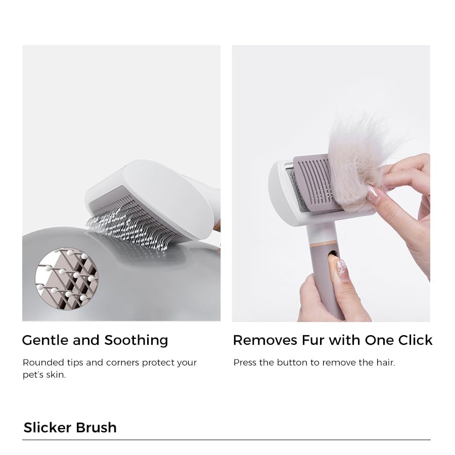 Voocoo slicker brush rounded silicone tips ensure skin-friendly grooming and comfortable brushing sessions