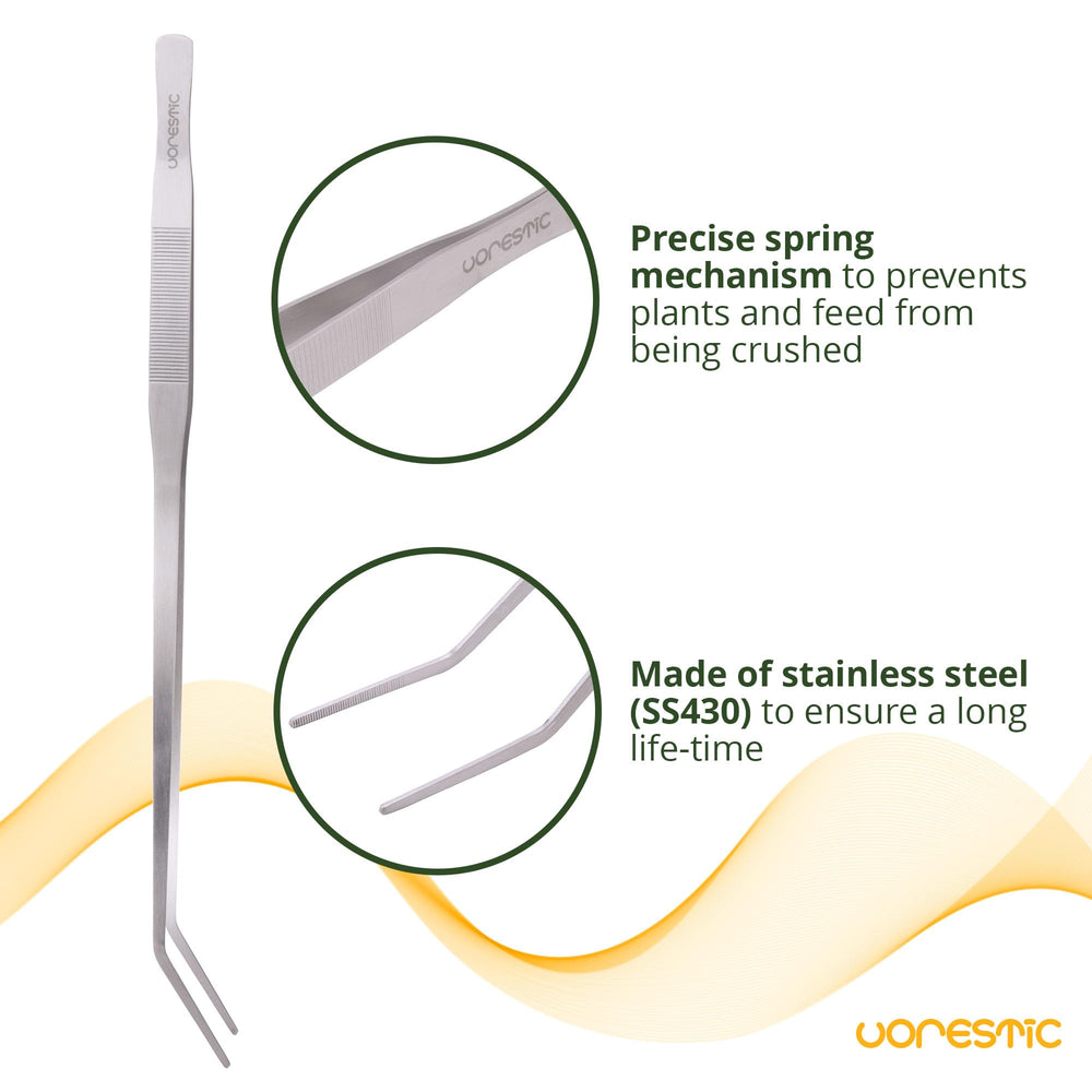 VORESTIC long-aquarium-tweezers in stainless steel for durability