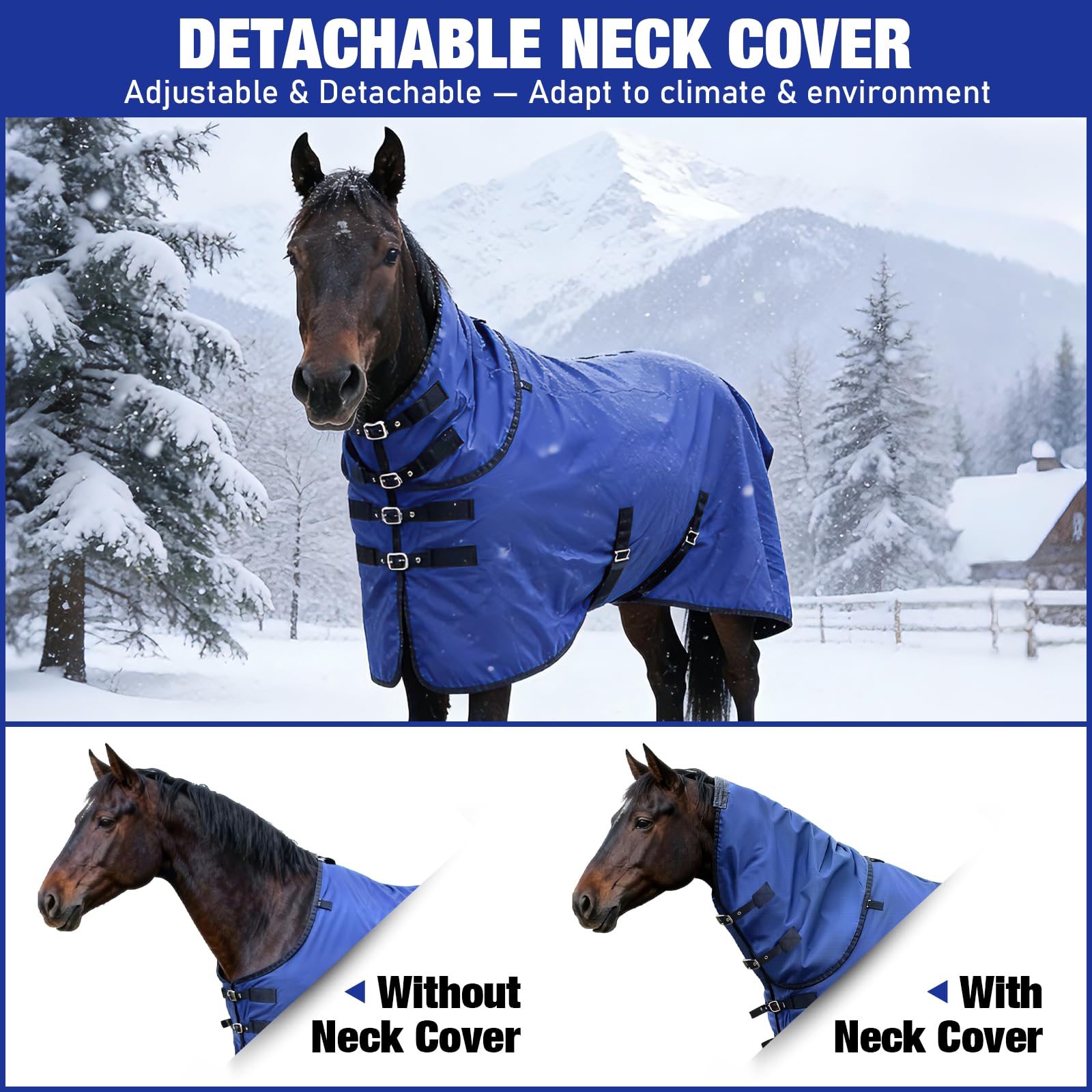Vortexain horse blanket belly wrap provides secure full-body coverage.