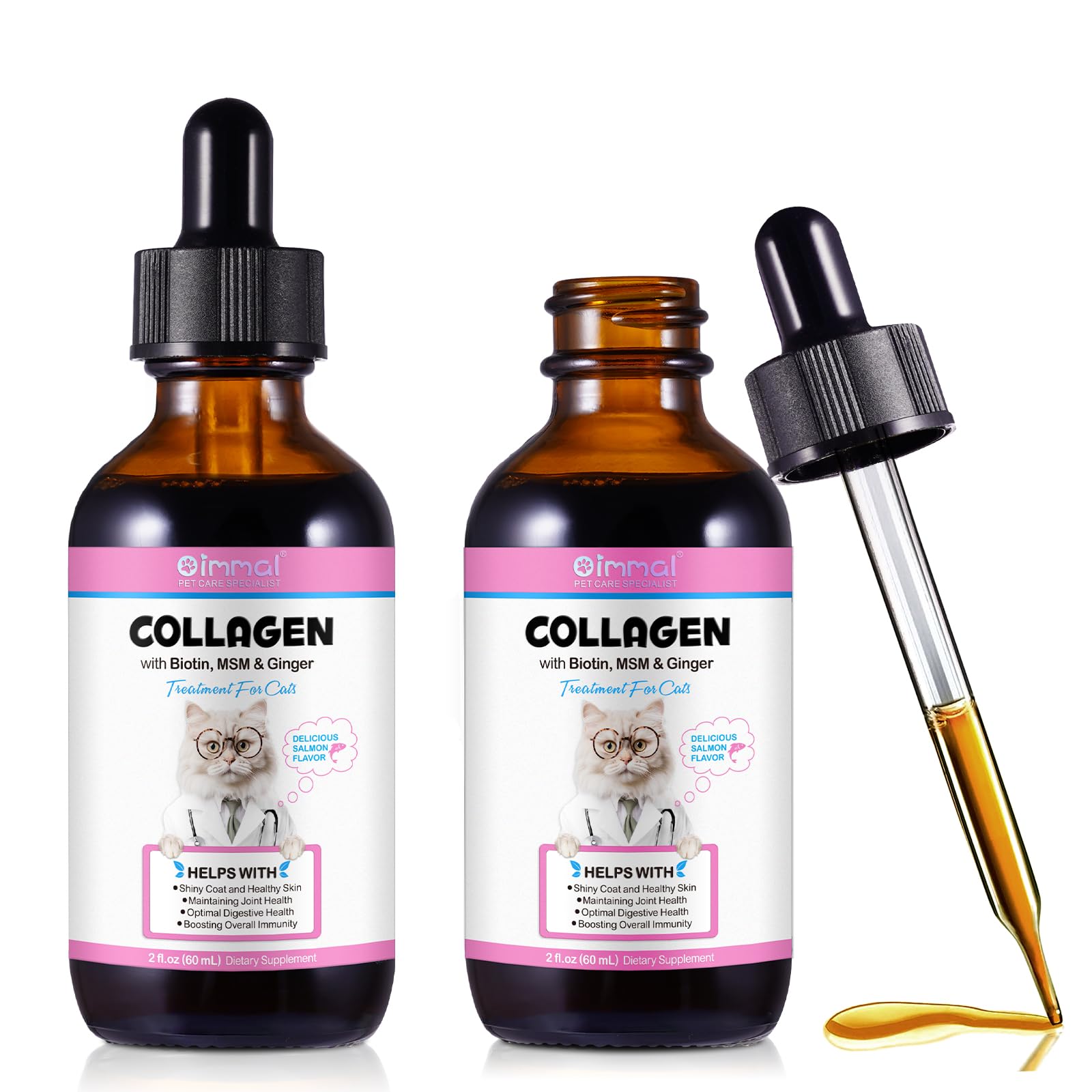 Vosifsdiy Cat Collagen bottle front highlighting digestive and skin support