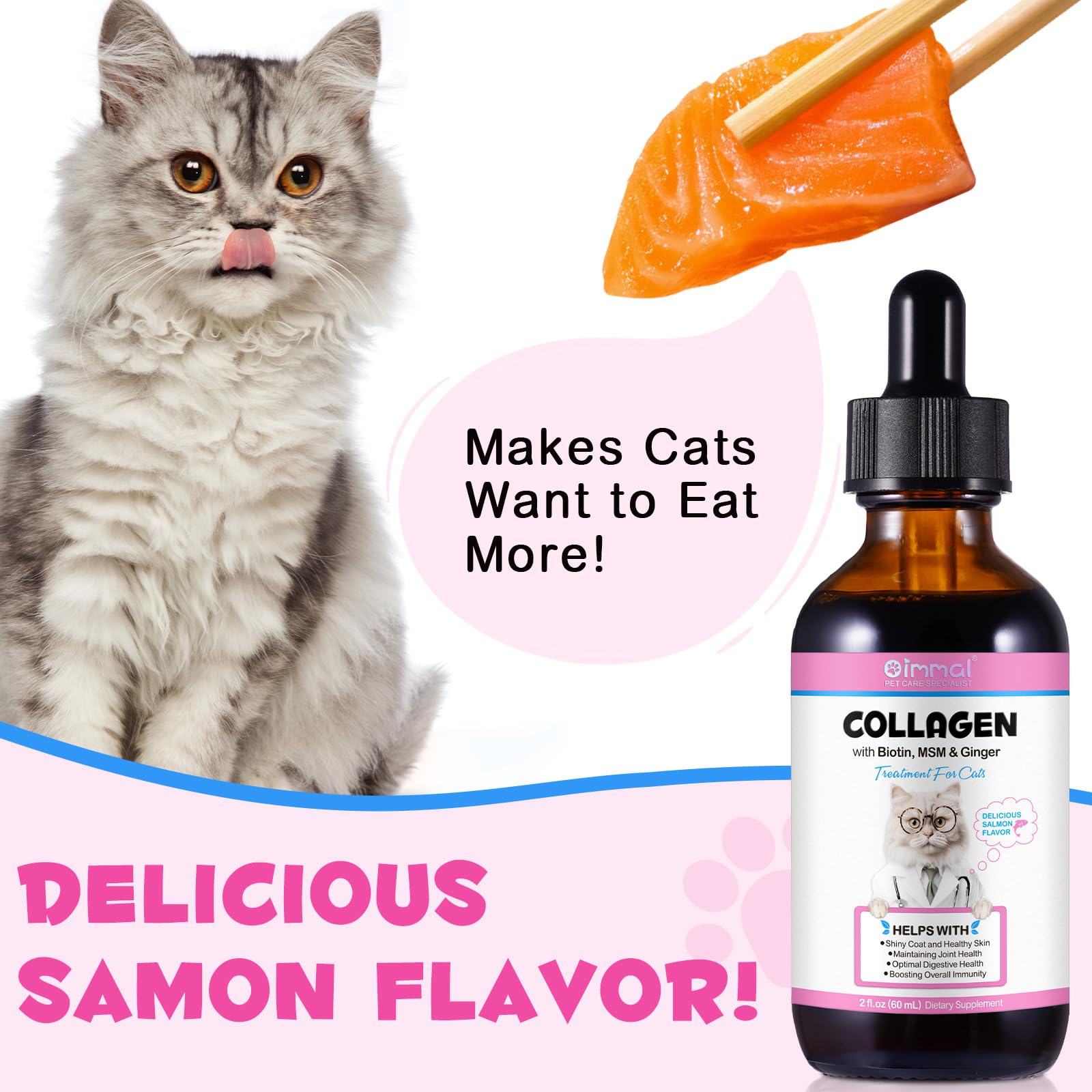 Vosifsdiy Cat Collagen glass dropper detail shows quality packaging