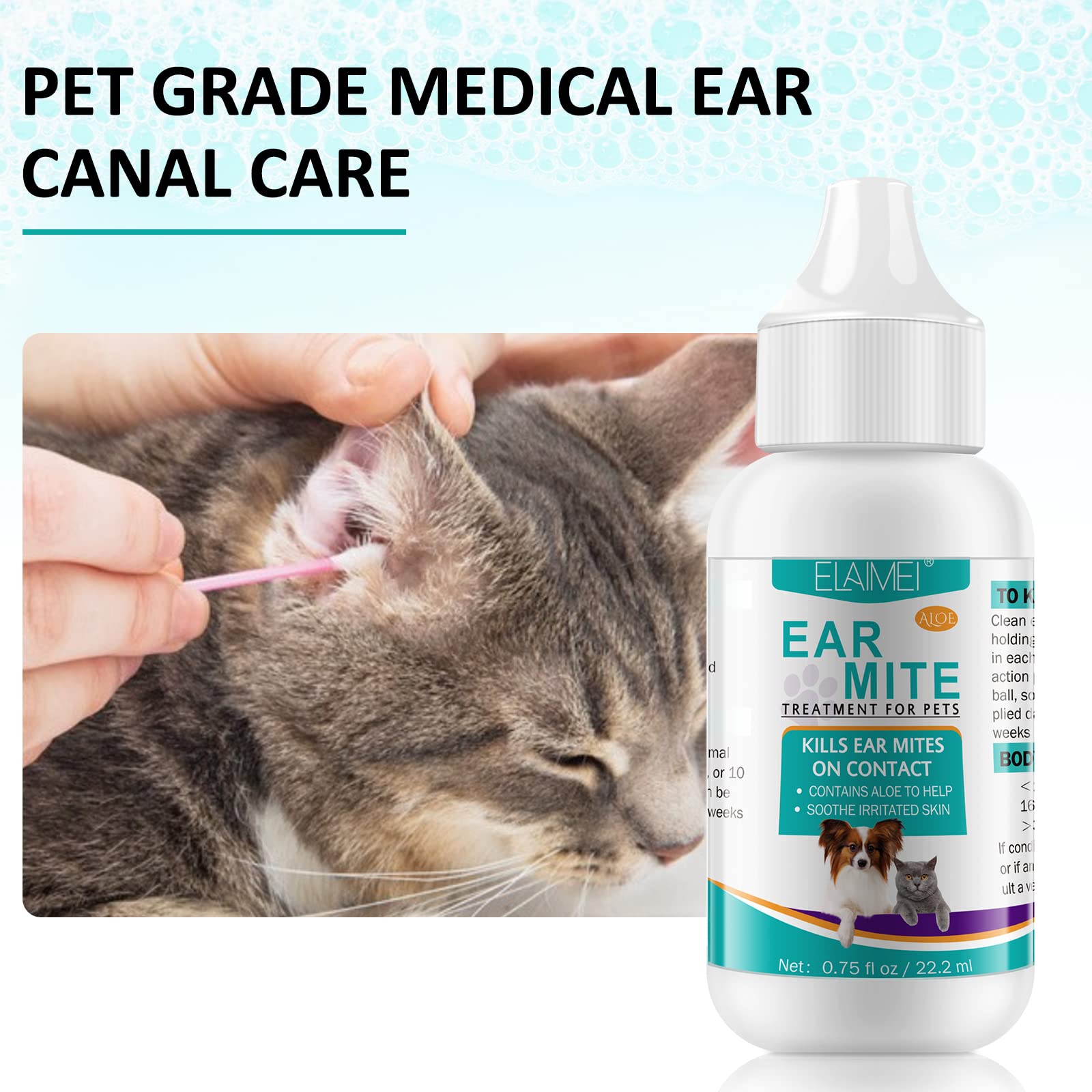 VOSIFSDIY ear mite-application dogs cats demonstrates simple ear drops for quick relief