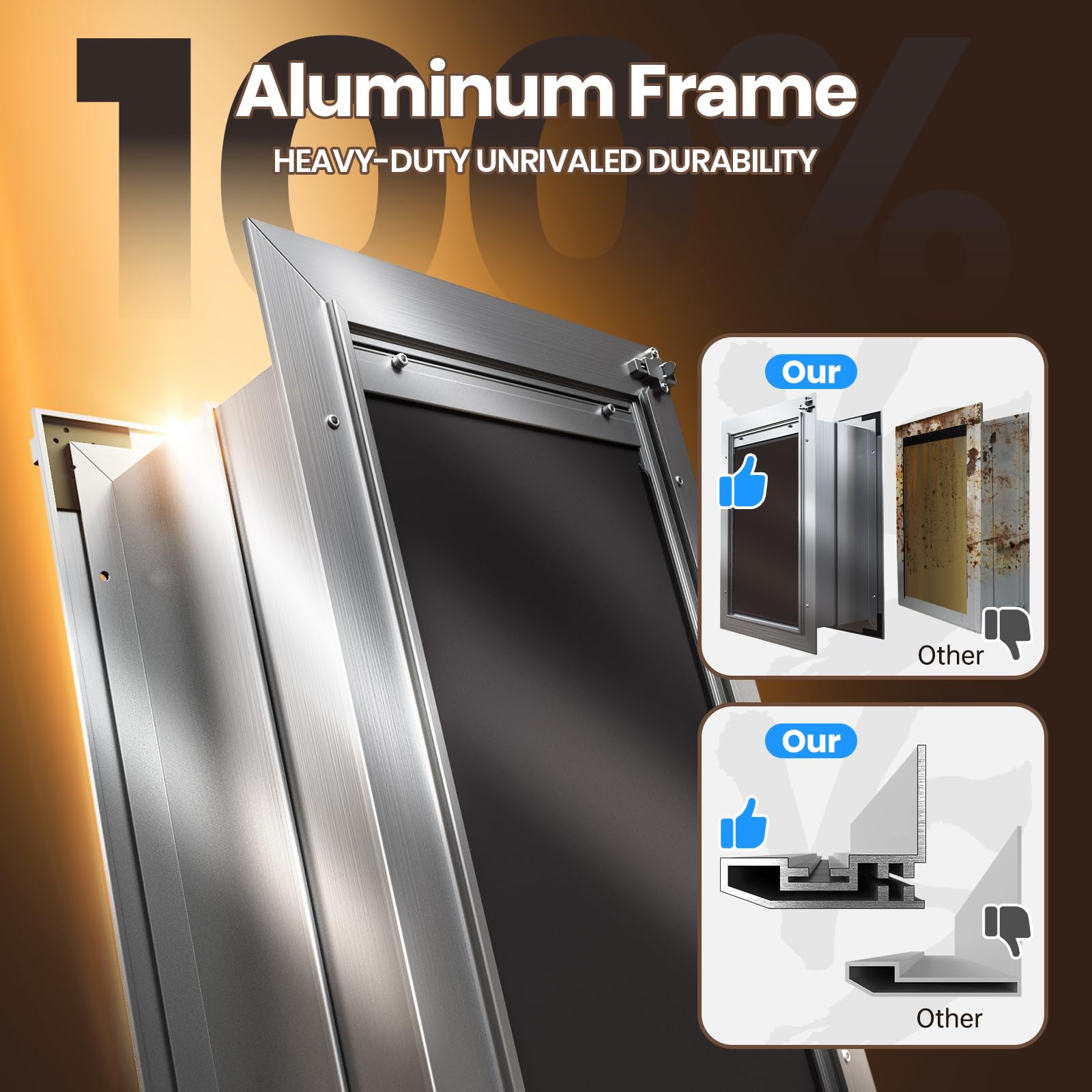 VOSOIR dog door features all aluminum frame for rust resistance and light weight.