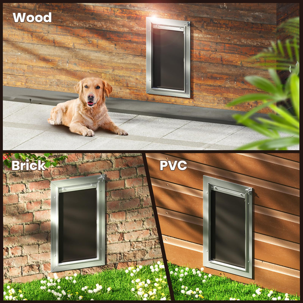 VOSOIR dog door in-use illustration shows everyday pet access