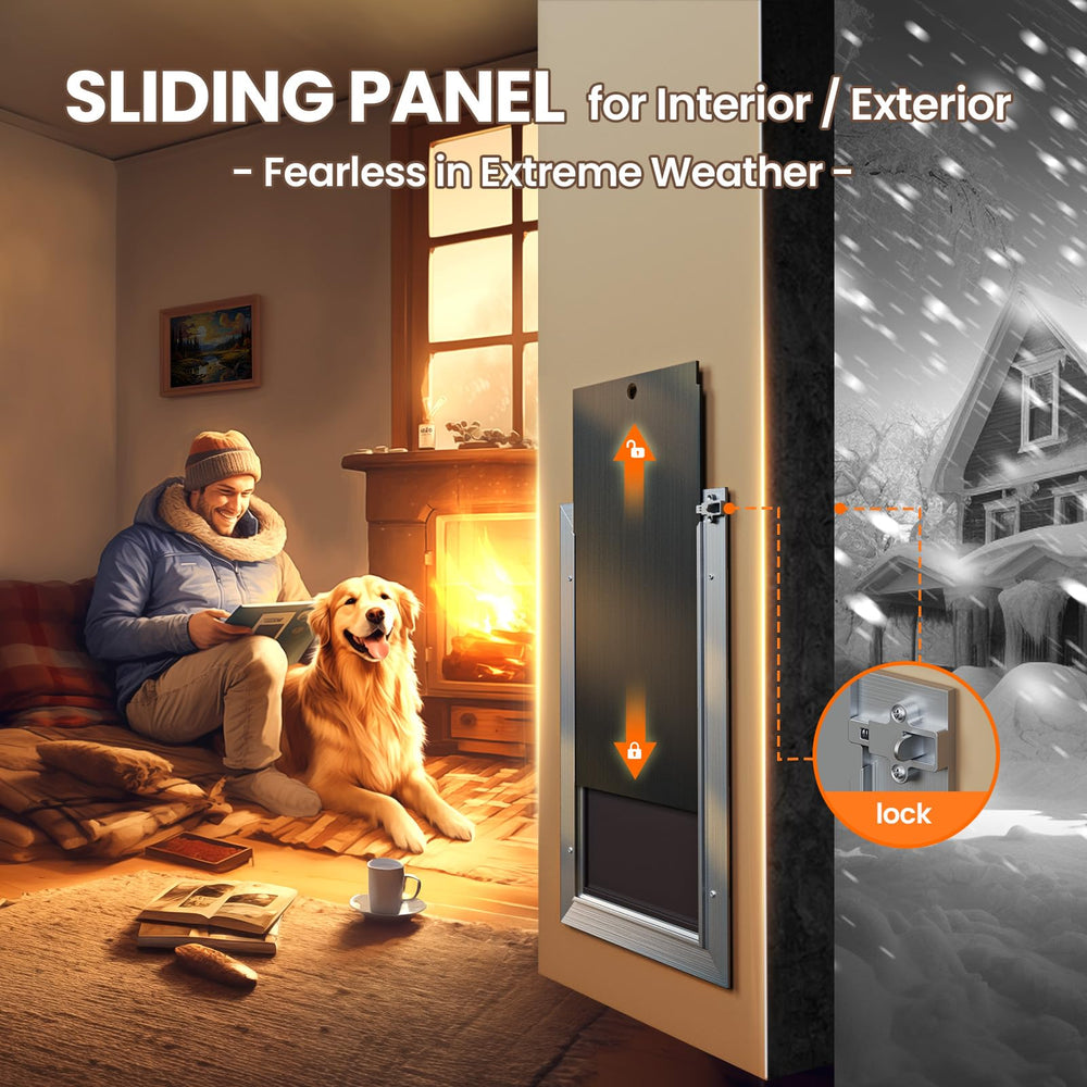 VOSOIR dog door expanding channels adapt to walls 3.95 to 7.5 inches thick.