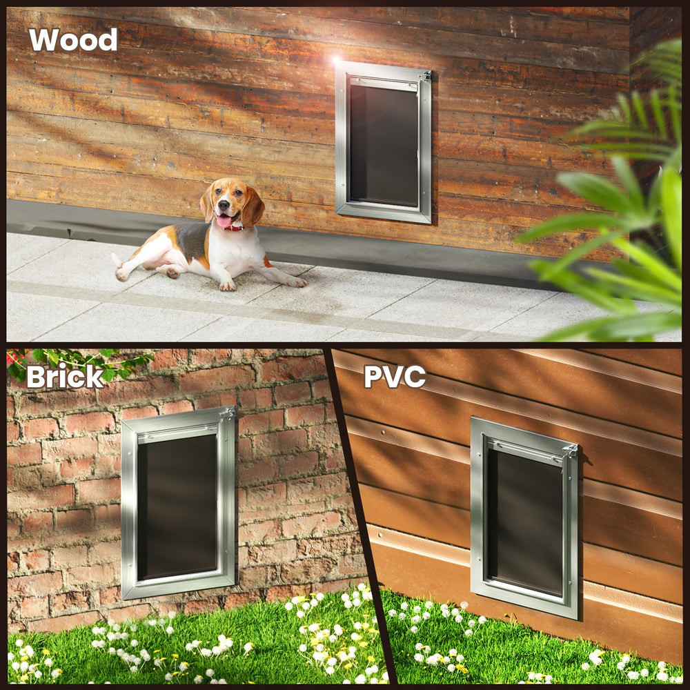 VOSOIR dog door installation kit includes templates and screws for quick mounting.