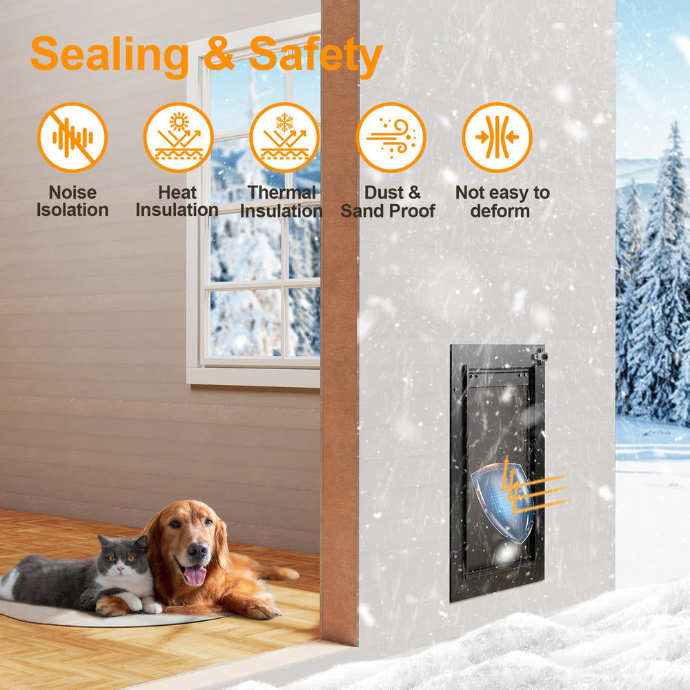 VOSOIR dog door secure closing panel inside view emphasizes security when locked.