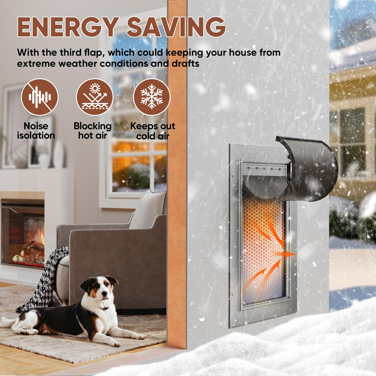 VOSOIR dog door wall closing panel provides secure, temporary closure when not in use.